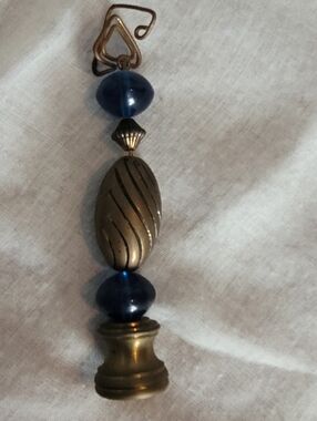 Brass Blue Glass Bead Finial